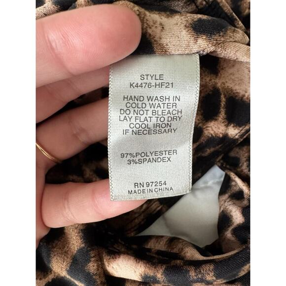 Mixed Threads Leopard Print One Shoulder Long Sleeve Crop Top M Cutout Ruched - Picture 6 of 6